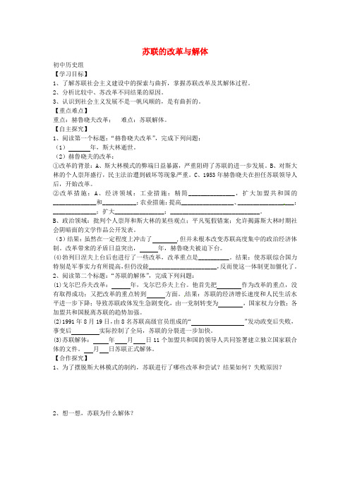 人教版山东省九年级历史下册全一册导学案