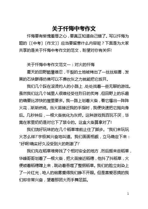 关于忏悔中考作文