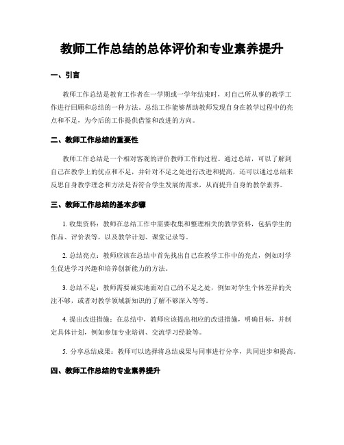 教师工作总结的总体评价和专业素养提升