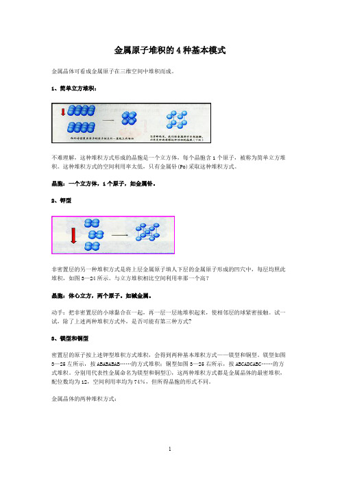 金属原子堆积的4种基本模式