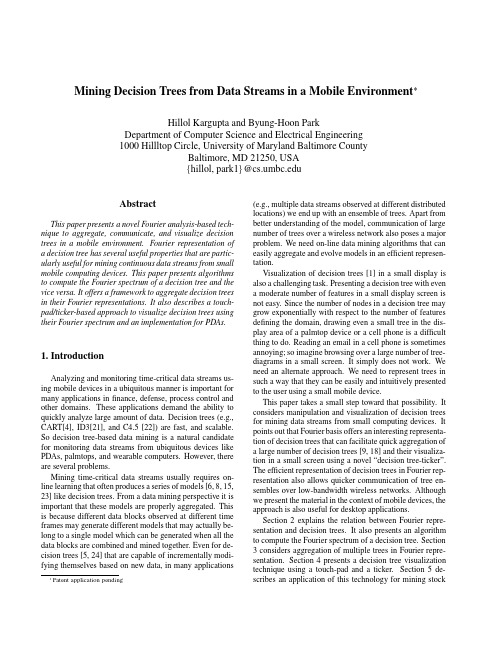 Mining Decision Trees from Data Streams in a Mobile Environment ￡