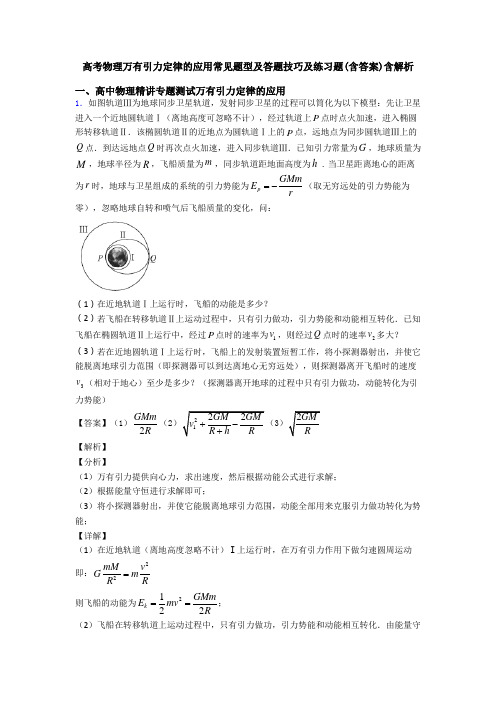 高考物理万有引力定律的应用常见题型及答题技巧及练习题(含答案)含解析