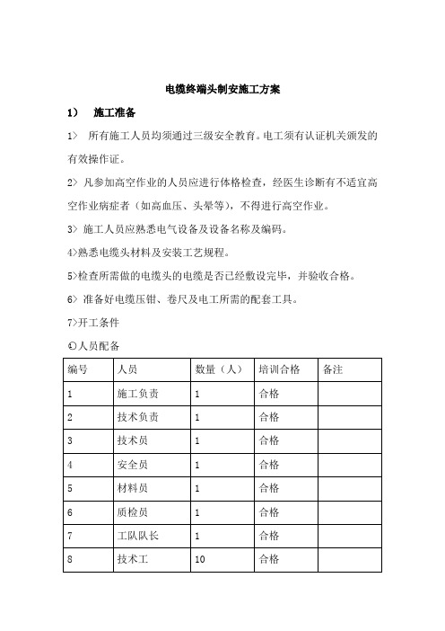 电缆终端头制安施工方案