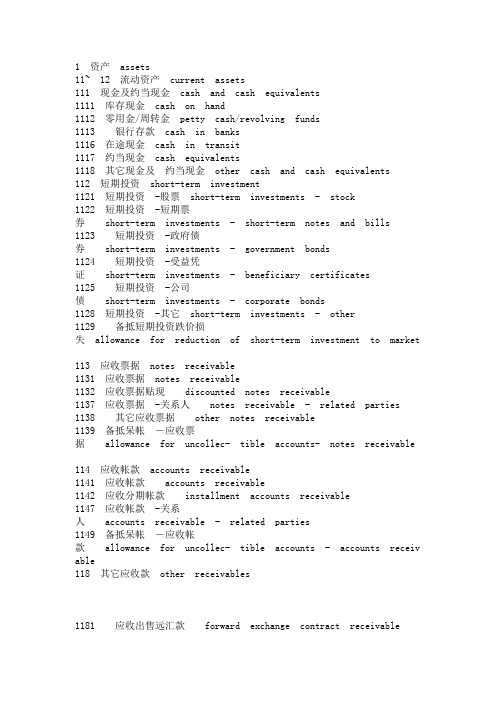 资产负债表--英文译