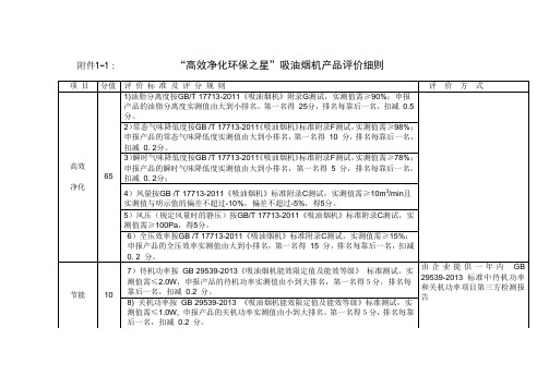 1-1高效净化环保之星吸油烟机产品评价细则