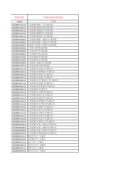 兰考县学校代码表