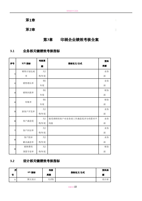 印刷企业绩效考核方案