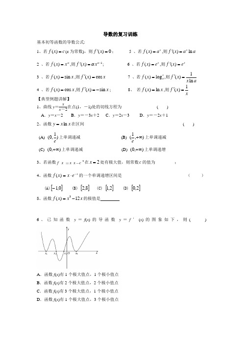 高二文科数学导数强化复习