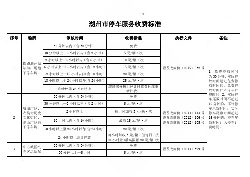 湖州停车服务收费标准