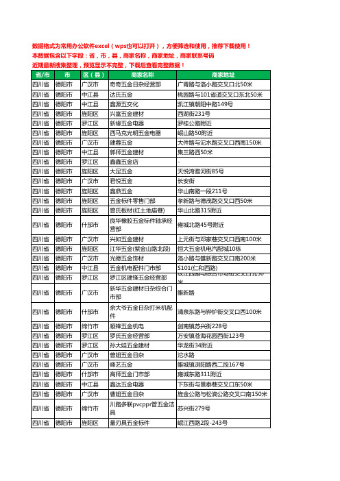 2020新版四川省德阳市五金工商企业公司商家名录名单黄页联系电话号码地址大全758家