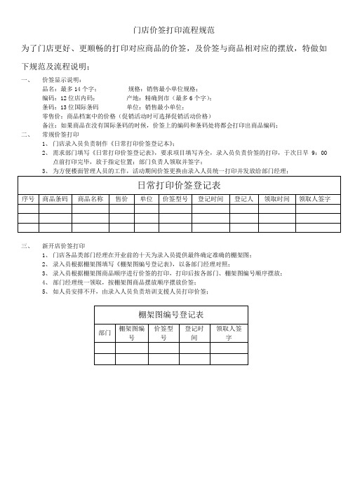 超市公司门店价签打印流程规范(确定)