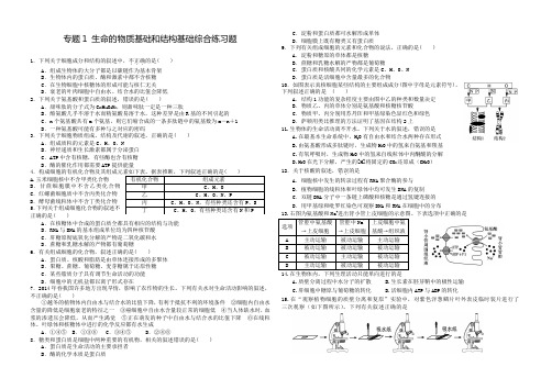 专题1 生命的物质基础和结构基础综合练习题