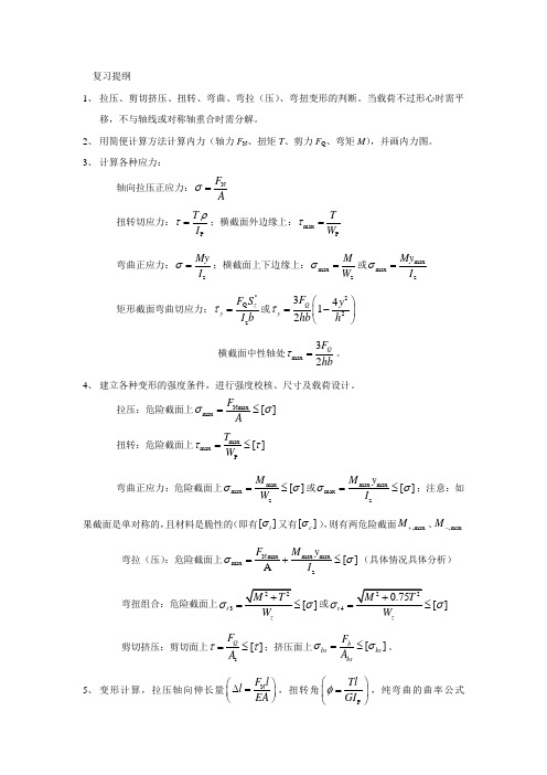 材料力学复习提纲