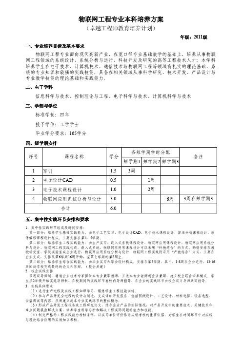 物联网工程专业本科培养方案