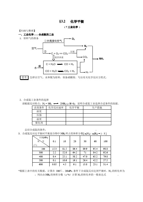 南京市08届高三化学一轮复习教学案“工业化学及化学反应进行的方向”