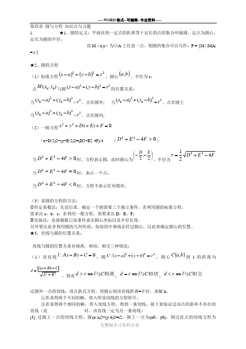 高中数学必修2知识点总结第四章-圆和方程