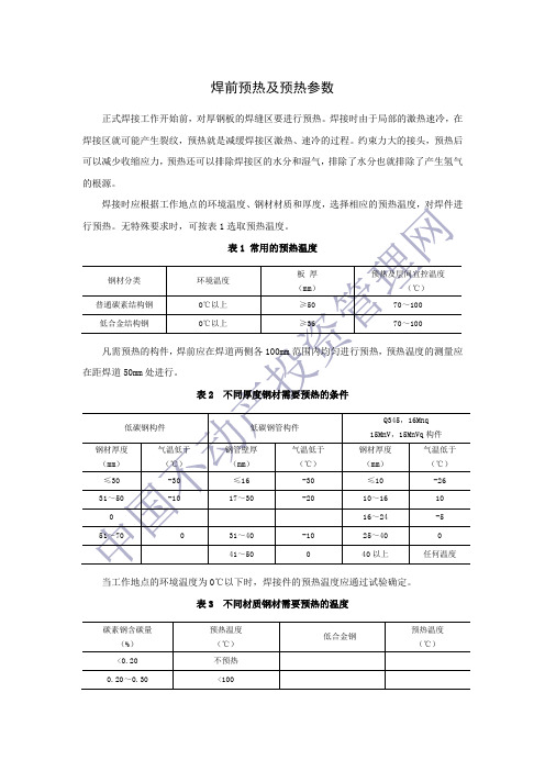 焊前预热及预热参数