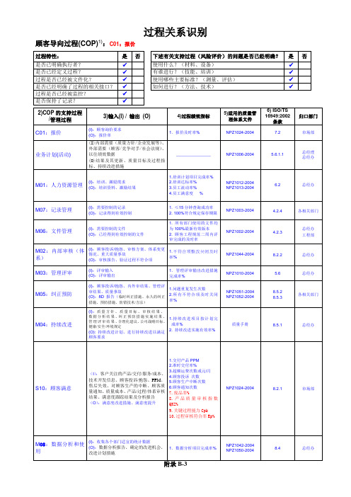 质量手册附录—过程关系识别