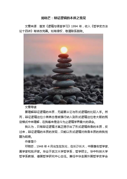 邓晓芒：辩证逻辑的本质之我见