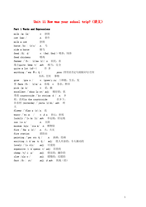 七年级英语下册 基础训练 Unit 11 How was your school trip讲义 (新版)人教新目标版