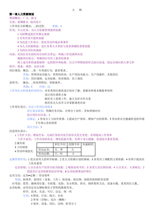 企业人力资源三级考试复习大纲范文