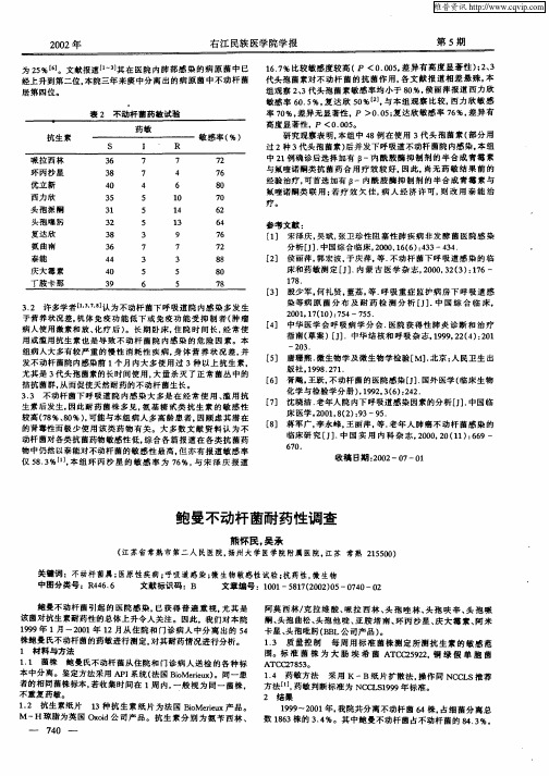 鲍曼不动杆菌耐药性调查