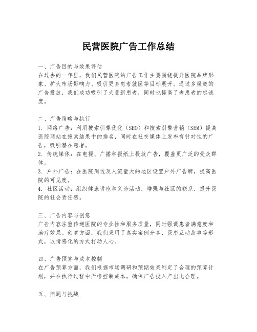 民营医院广告工作总结