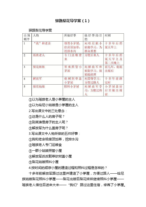 驿路梨花导学案（1）