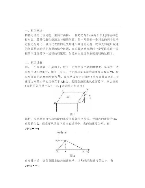 高中物理：物体运动的比较之先加速后减速模型