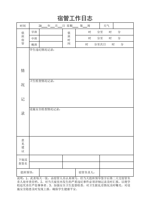 宿管工作日志