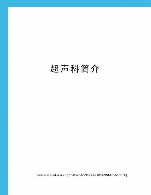 超声科简介完整版