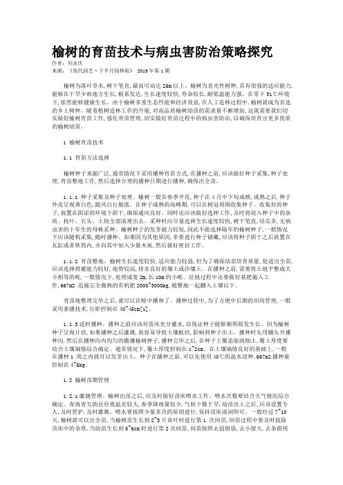榆树的育苗技术与病虫害防治策略探究