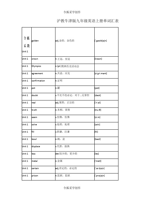 九年级英语上册单词表