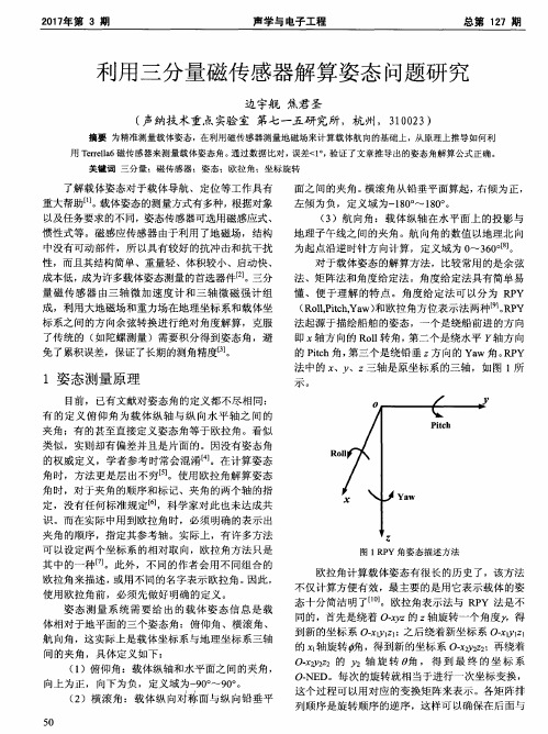 利用三分量磁传感器解算姿态问题研究