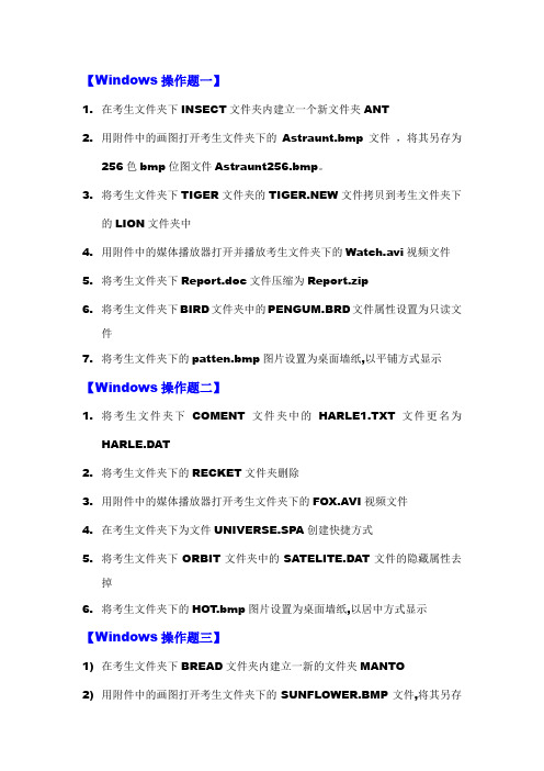 Windows操作题(3套)