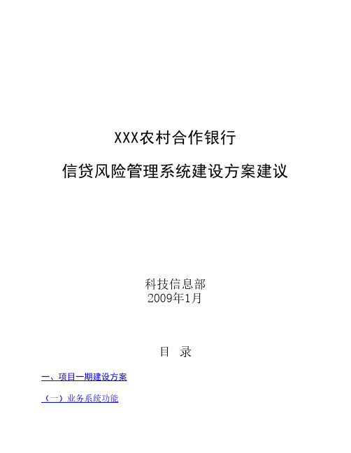 信贷风险管理系统建设方案建议