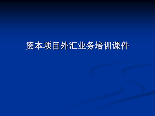 资本项目外汇业务培训课件