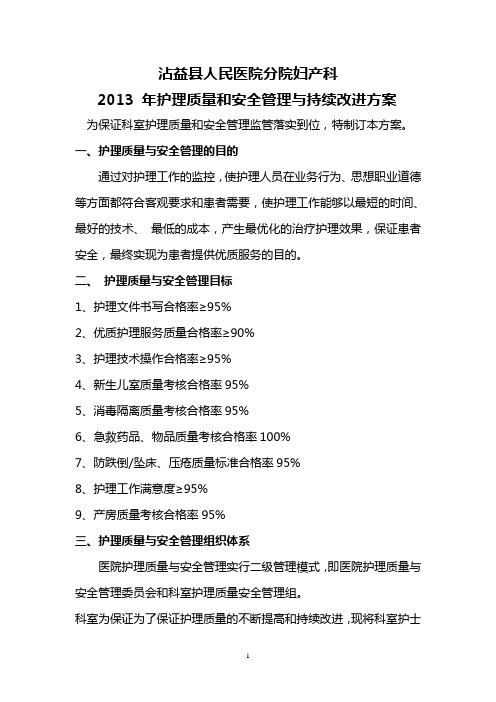 推荐 2017年护理质量管理与持续改进方案 精品