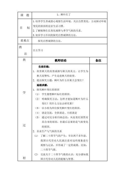 青岛版小学五年级环境教育教案-全册