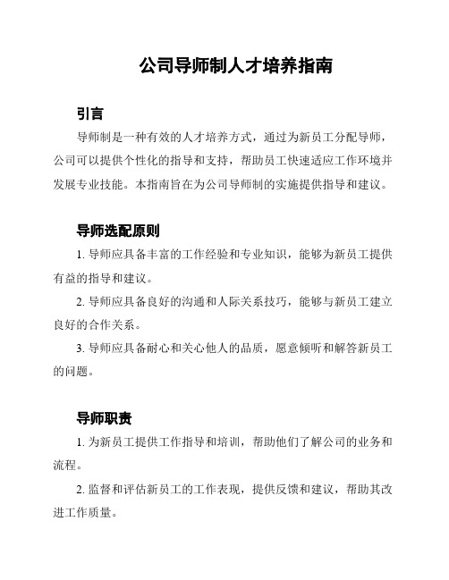 公司导师制人才培养指南