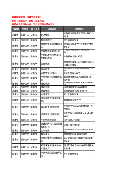 新版河北省石家庄市辛集市货运企业公司商家户名录单联系方式地址大全82家