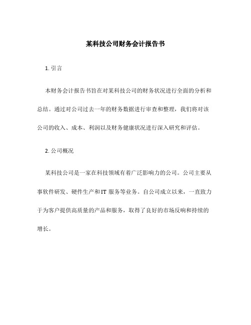 某科技公司财务会计报告书