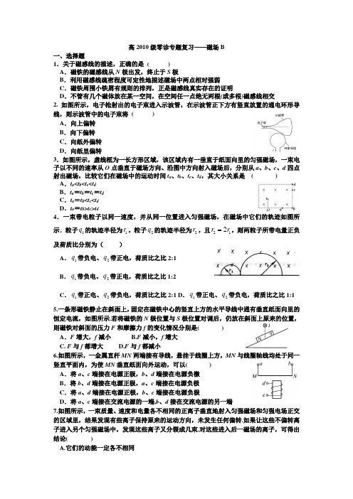 成都七中高2013级零诊专题复习(磁场)B