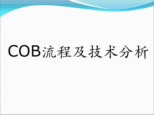 COB流程及技术分析解读