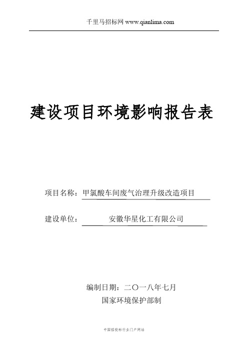 车间废气治理升级改造项目环境影响报告表招投标书范本