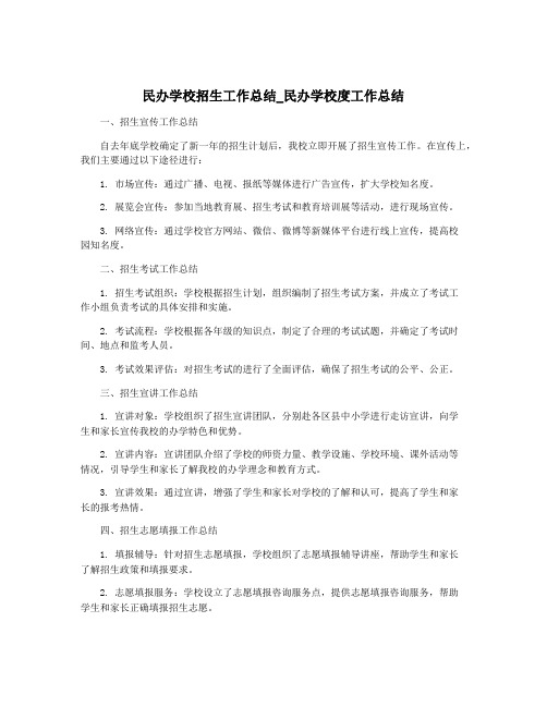 民办学校招生工作总结_民办学校度工作总结