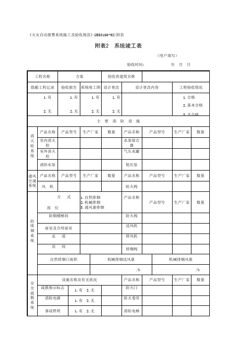 附二_系统竣工表