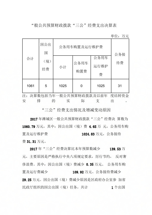 一般公共预算财政拨款三公经费支出决算表