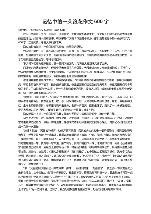 记忆中的一朵浪花作文600字（精选6篇）