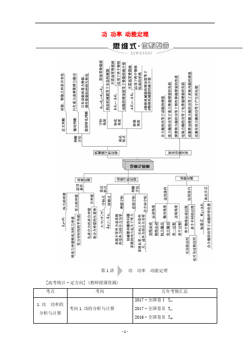 高考物理二轮复习 第1部分 专题2 动量与能量 第1讲 功 功率 动能定理教案